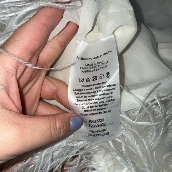 ALESSANDRA RICH Asymmetric feather-trimmed silk-satin gown 36 - Picture 6 of 14